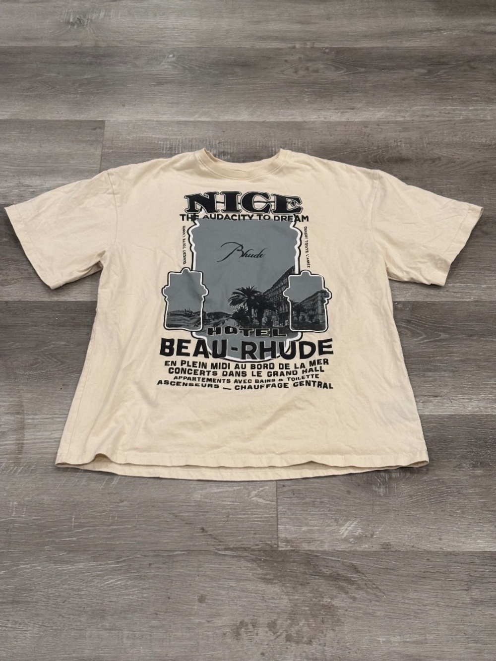 RHUDE Hotel Beau Rhude Nice Audacity To Dream Graphic T Shirt Off White M